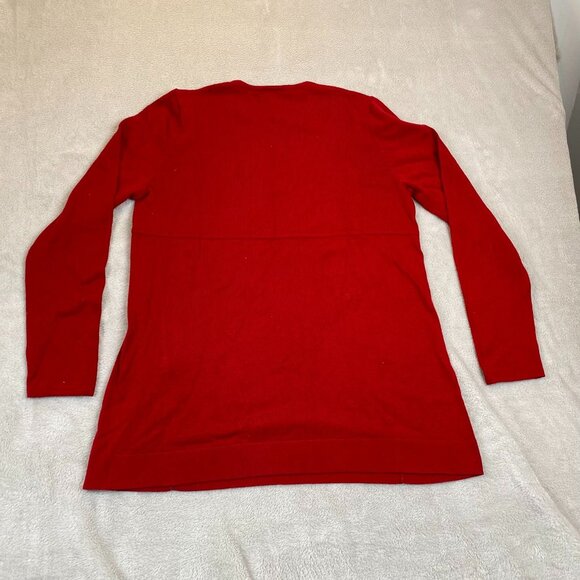 J.Jill Woman's Knit Tunic Sweater Small Red Long-Sleeve Cotton Blend Made In Chi - Picture 9 of 10